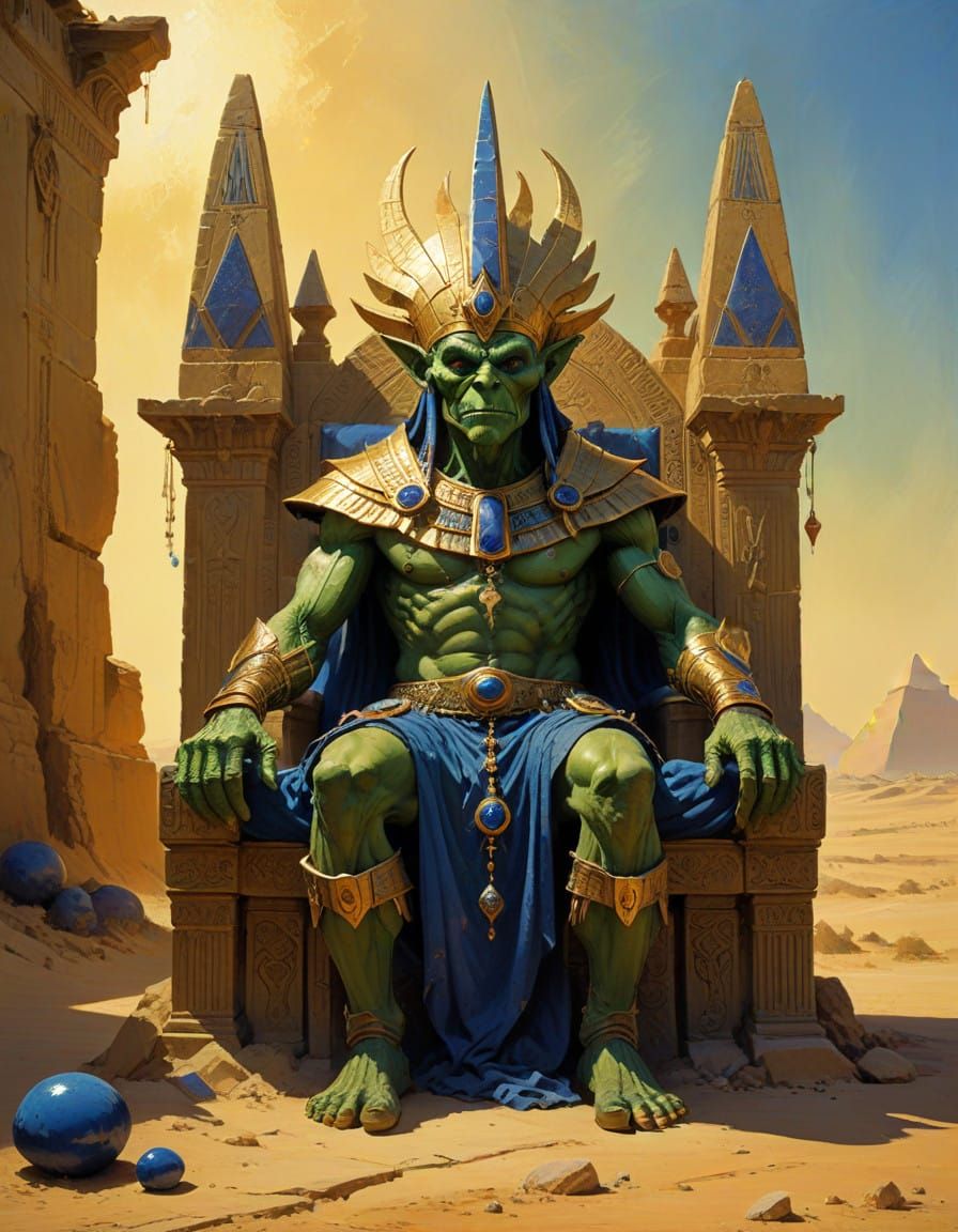 Egyptian God Goblin Throne in Whimsical Fantasy Style