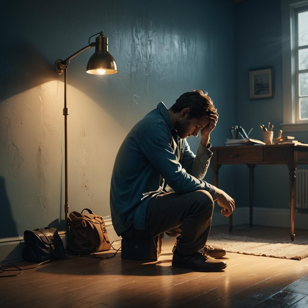 Emotional Concept Art of Regretful Person