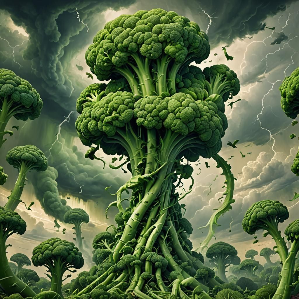 Surreal Broccoli Tornado, Fantasy Art