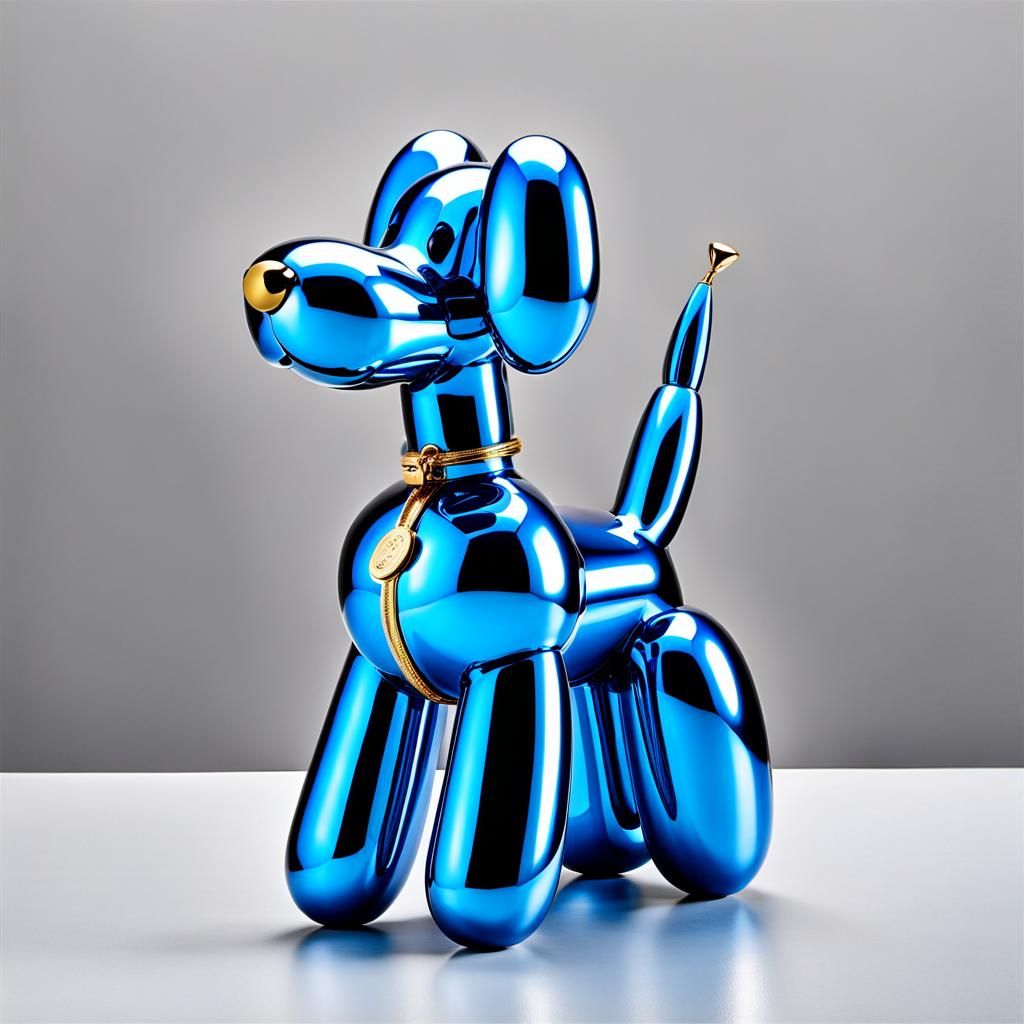 Blue Metallic Balloon Dog Sculpture