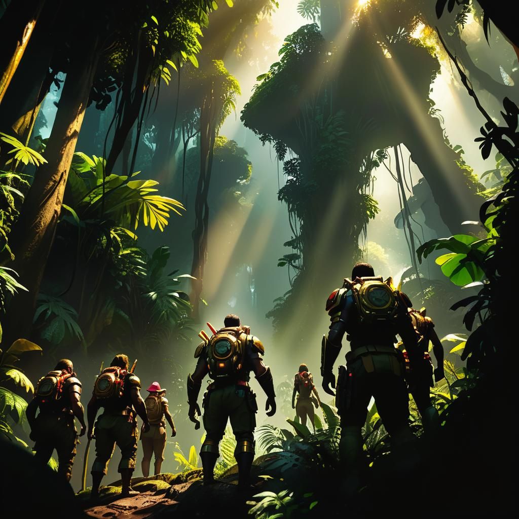 Adventurers in Jungle: Cinematic 3D Digital Art