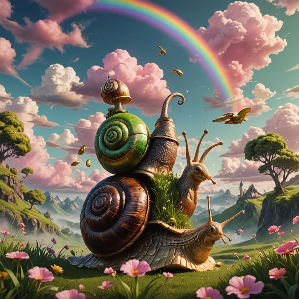 Snail and Butterfly Ride to Pot of Gold