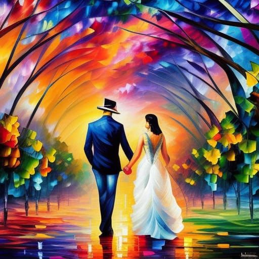 Solarpunk Couple in Vivid Artistic Styles