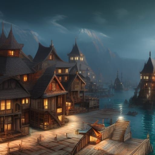 Fantastical Town on Stilts: Digital Matte Painting