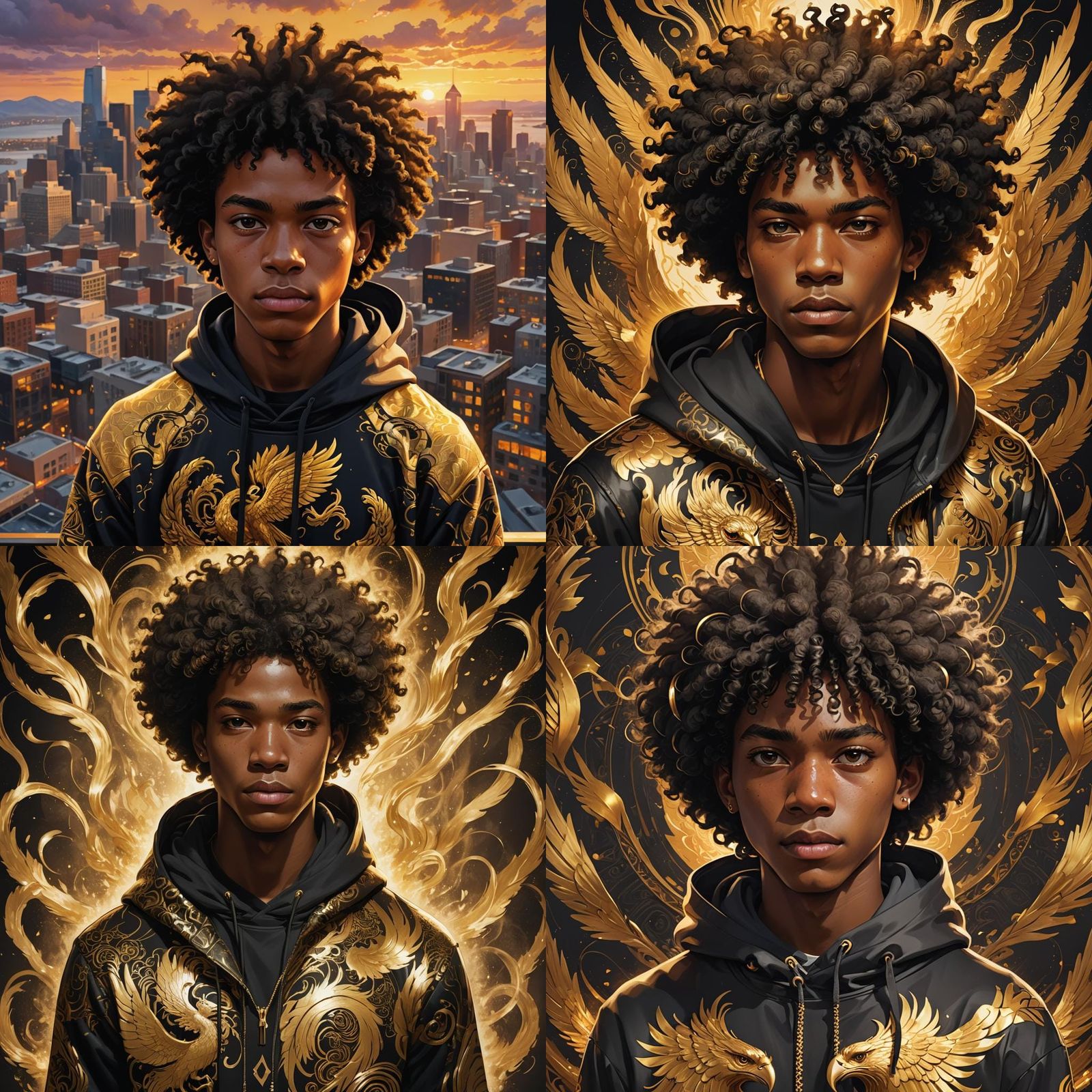 Teenage Boy Portrait in Hyperdetailed Art Nouveau Style