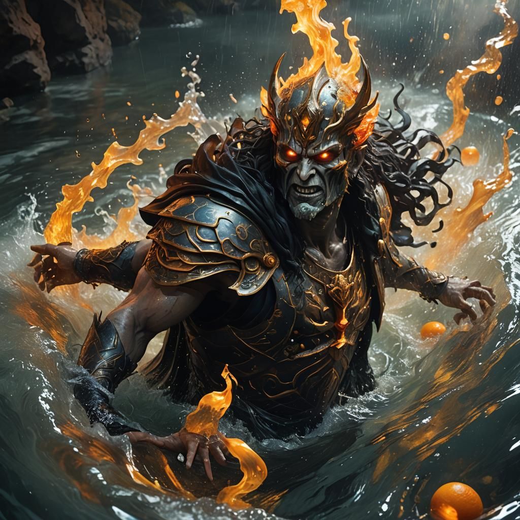 Hades Collecting Soul in the River Styx: Hyperrealistic 3D A...