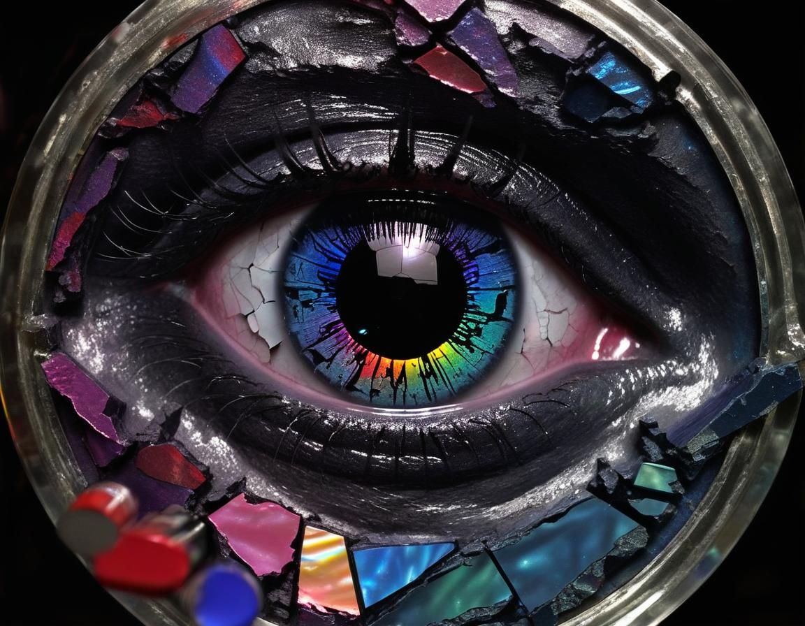 Surreal Portal: Woman in Shadow, Cubist Background