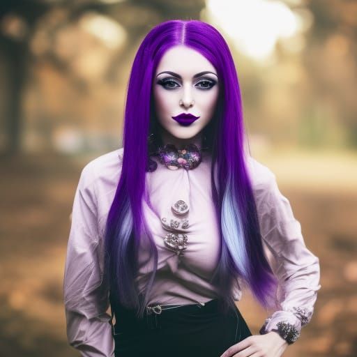 Woman with Flowing Purple Hair, Professional Portrait