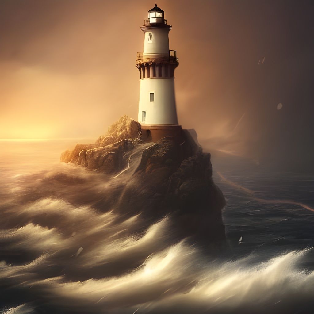 Majestic Lighthouse in Storm: Cinematic Matte Painting