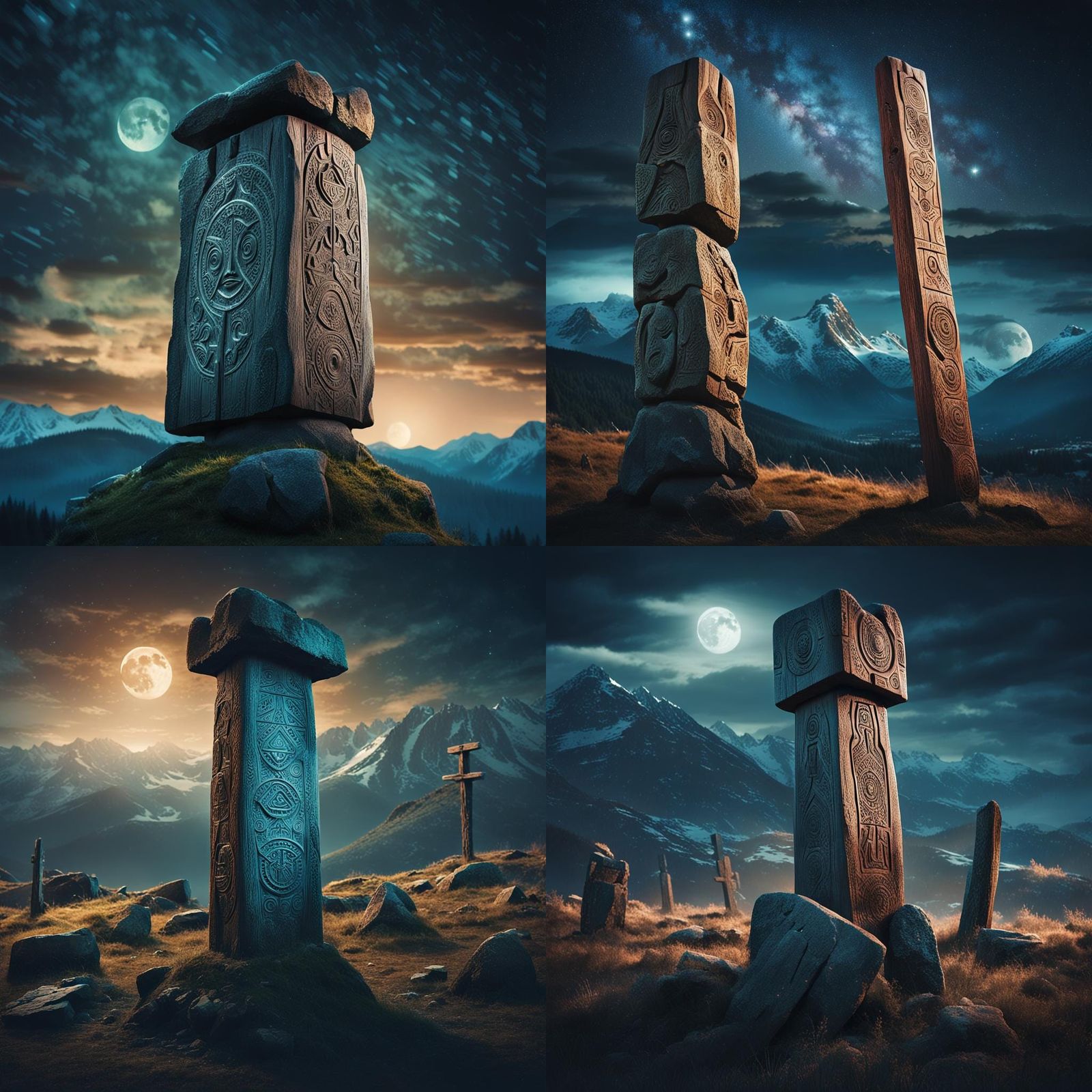 Runestone Waypost with Slavic Spirit: Digital Matte Painting