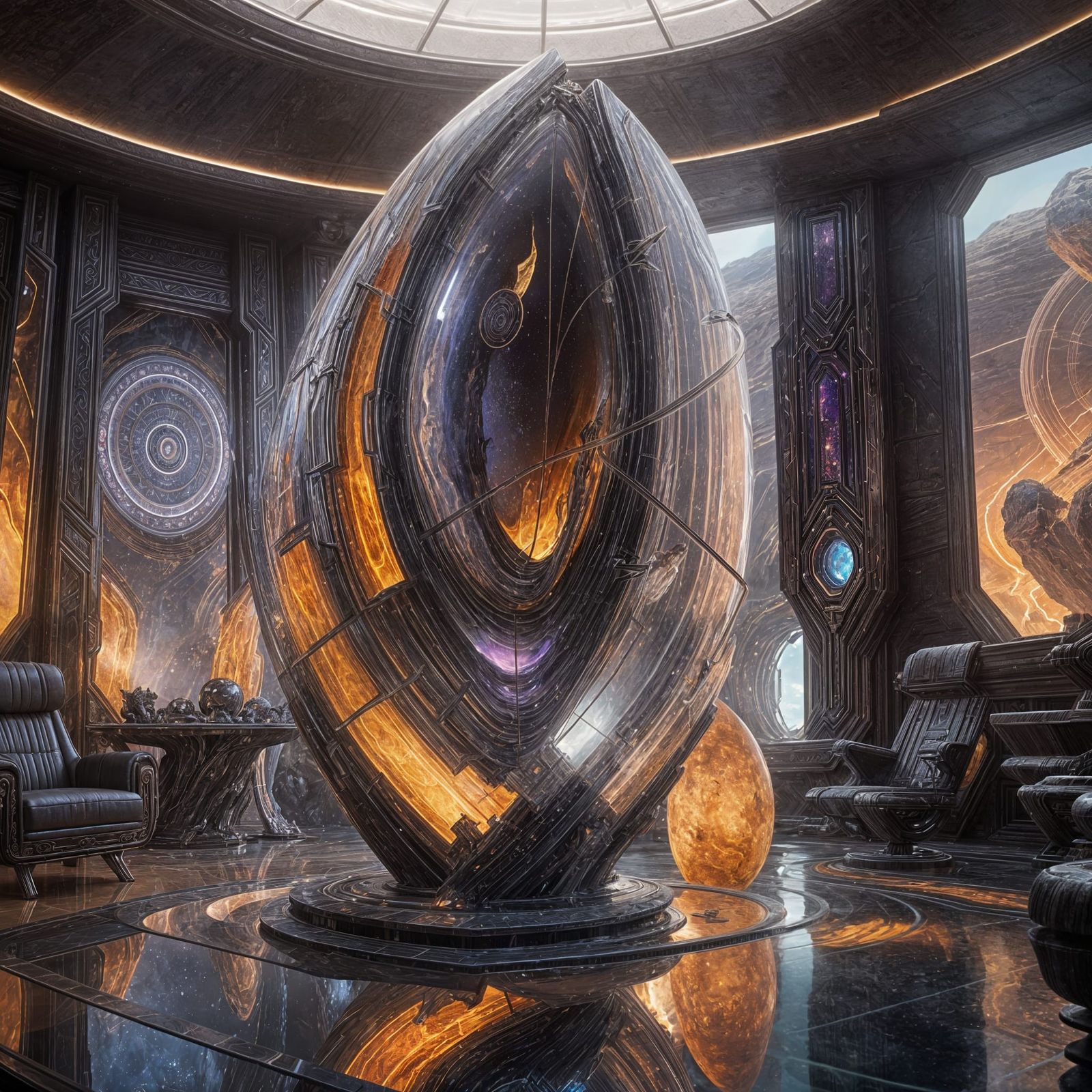 Science Fiction Living Room with Crystals