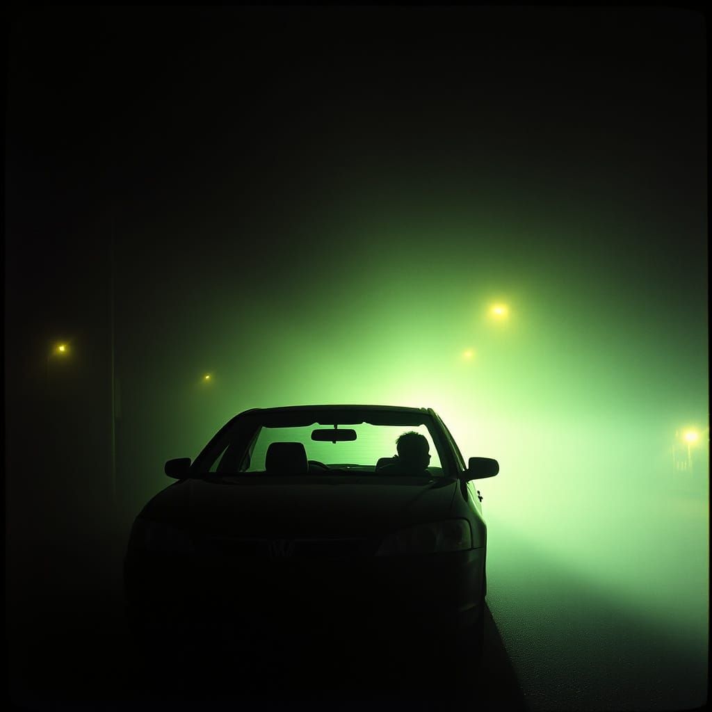 Foggy Night Stakeout in Film Noir Style