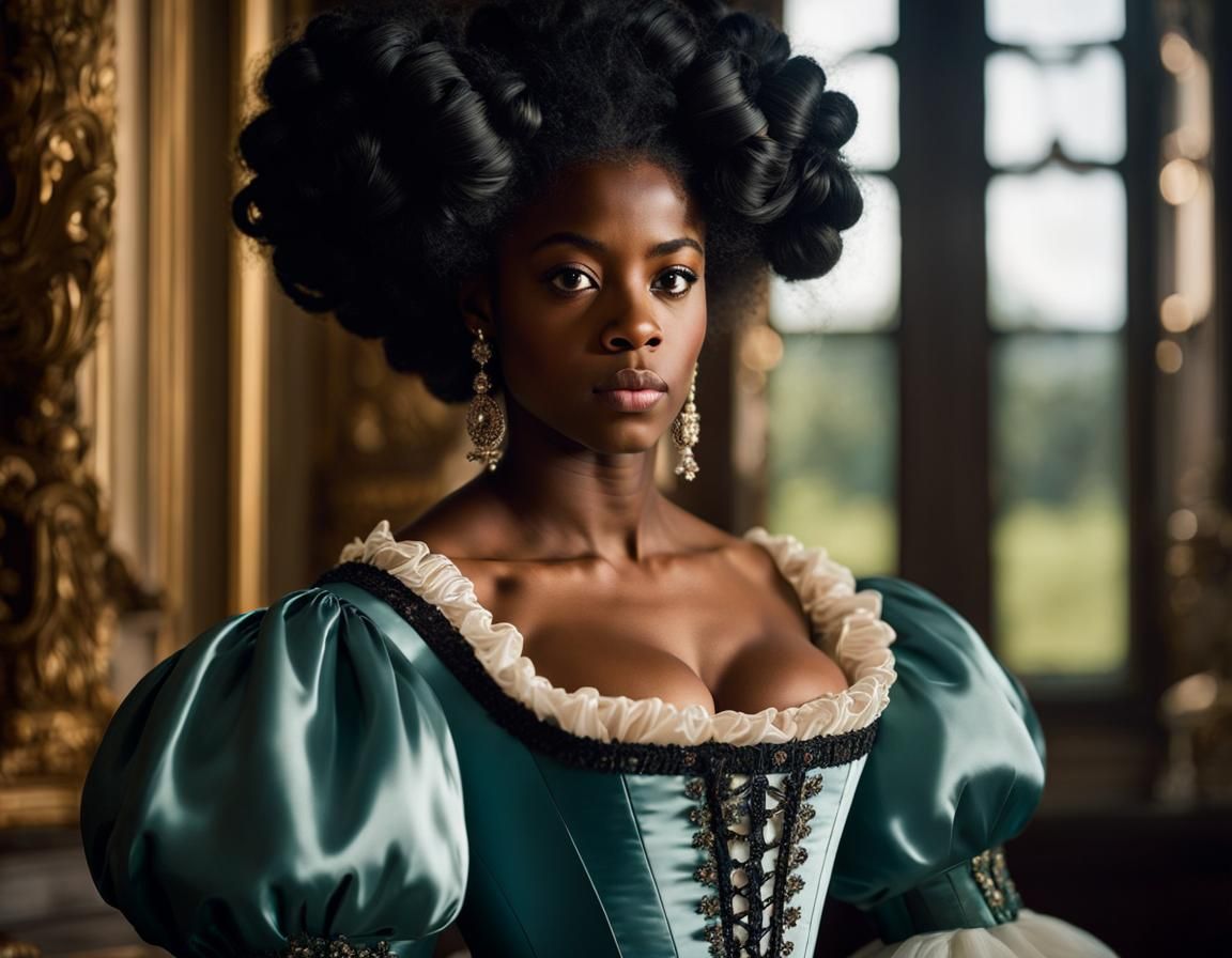 Regency-Era Black Girl in Silk and Satin Portrait