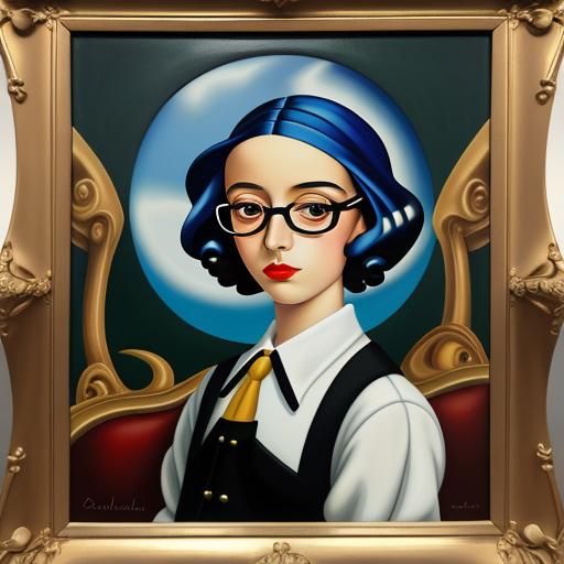 Surreal Child Portrait in Art Deco Style