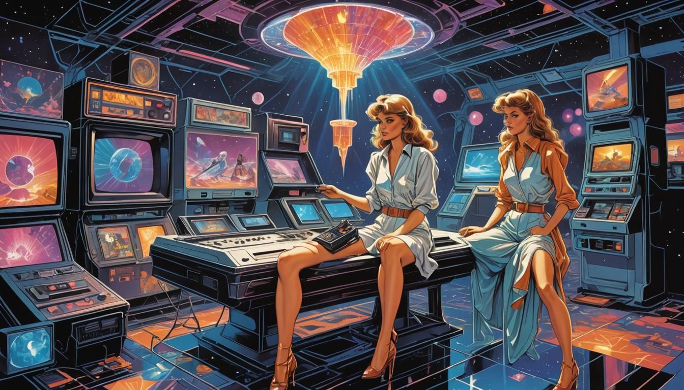 Fashion Models in 80s Style Cosmic Ad