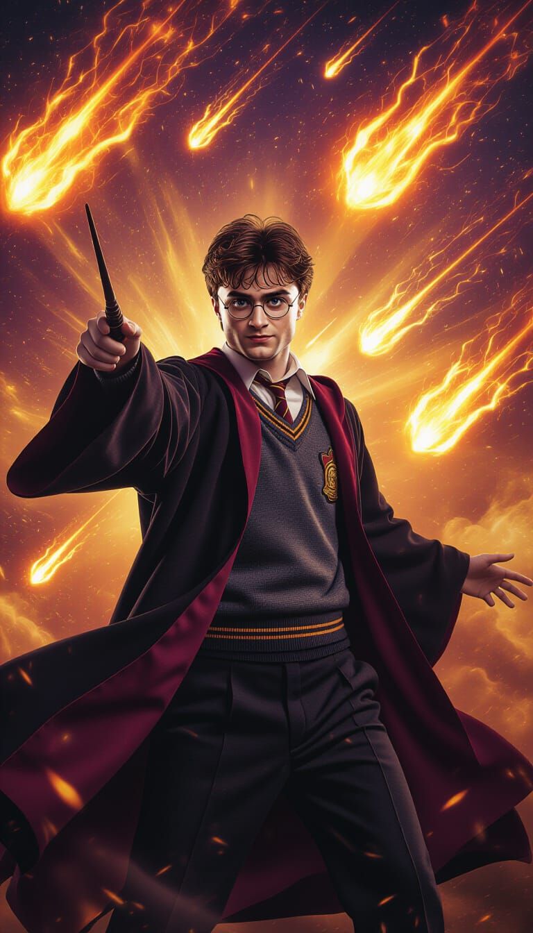 Heroic Harry Potter in Dark Fantasy Style