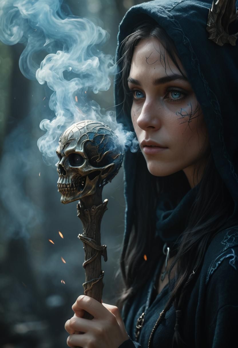 Mysterious Elf Witch Portrait in Photorealistic Style
