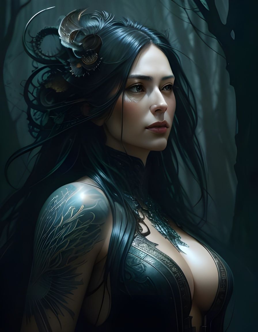 Detailed Portrait of Girl in Gouache Style