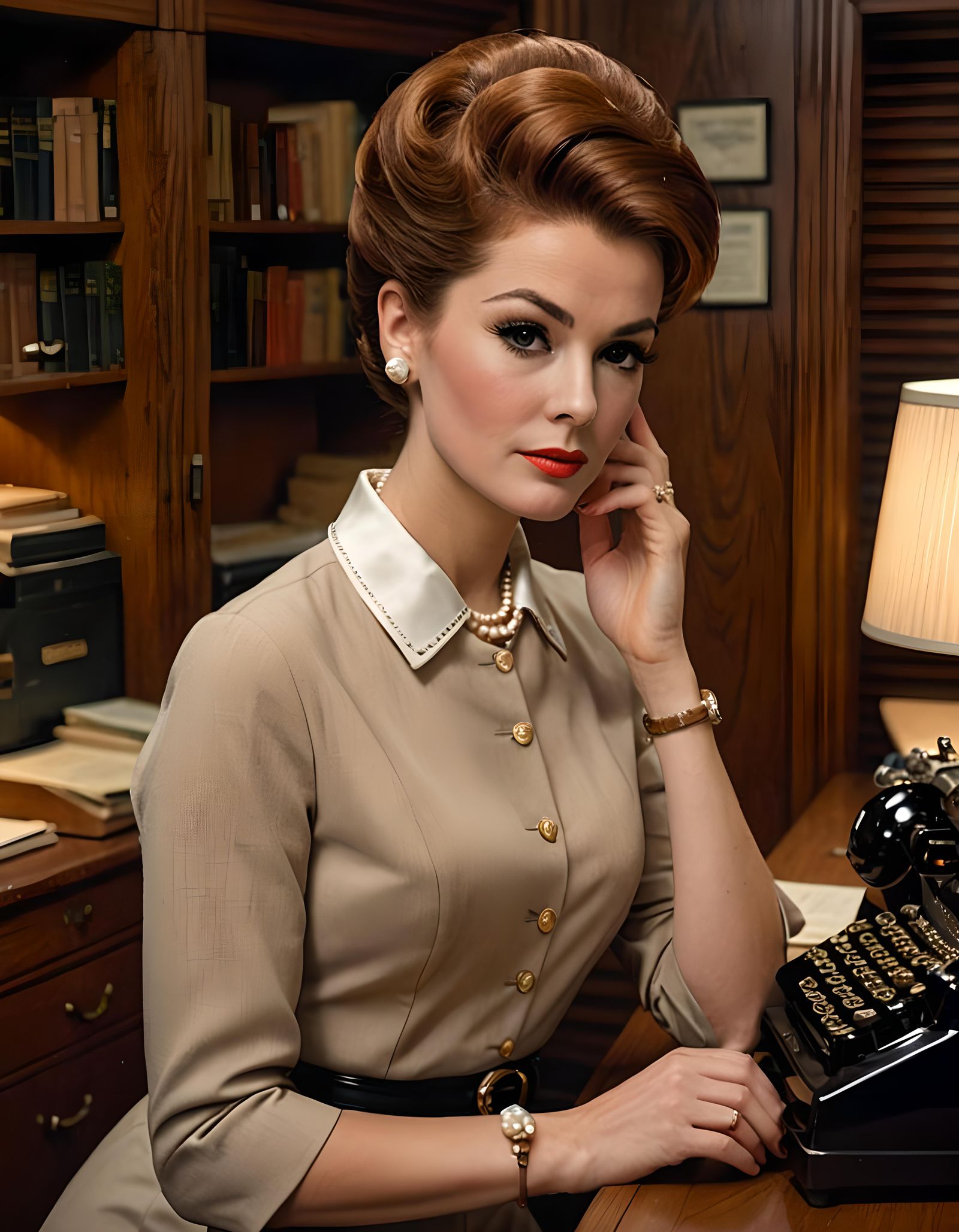 1960s Secretary Portrait in Office Setting