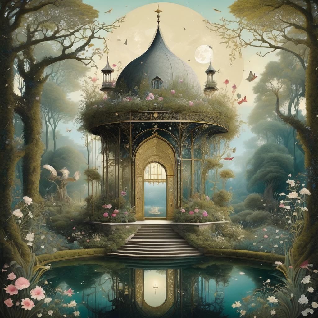 Enchanted Garden with Mythical Creatures