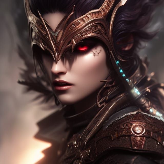 Sinister Vampire Portrait with Spiderweb Armor