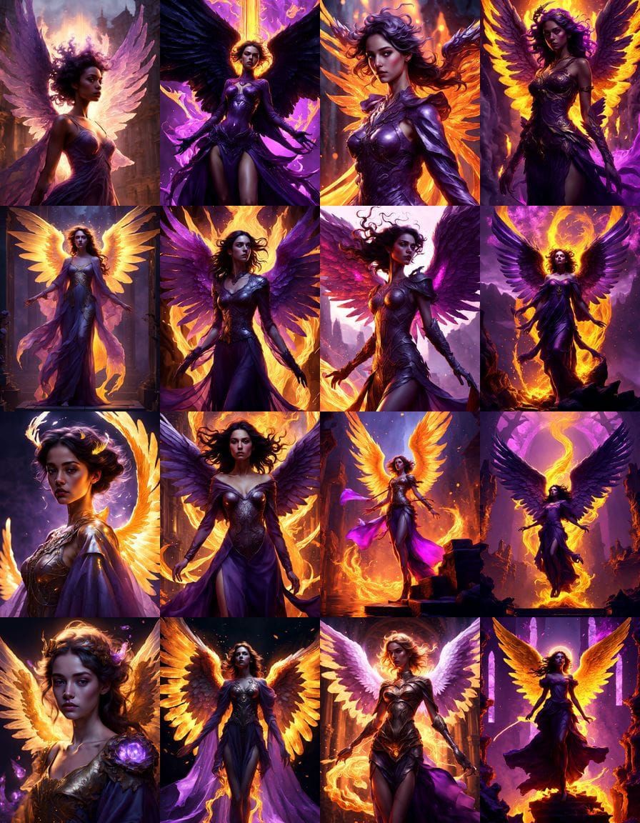 Dark Fantasy Angel Rising from Inferno