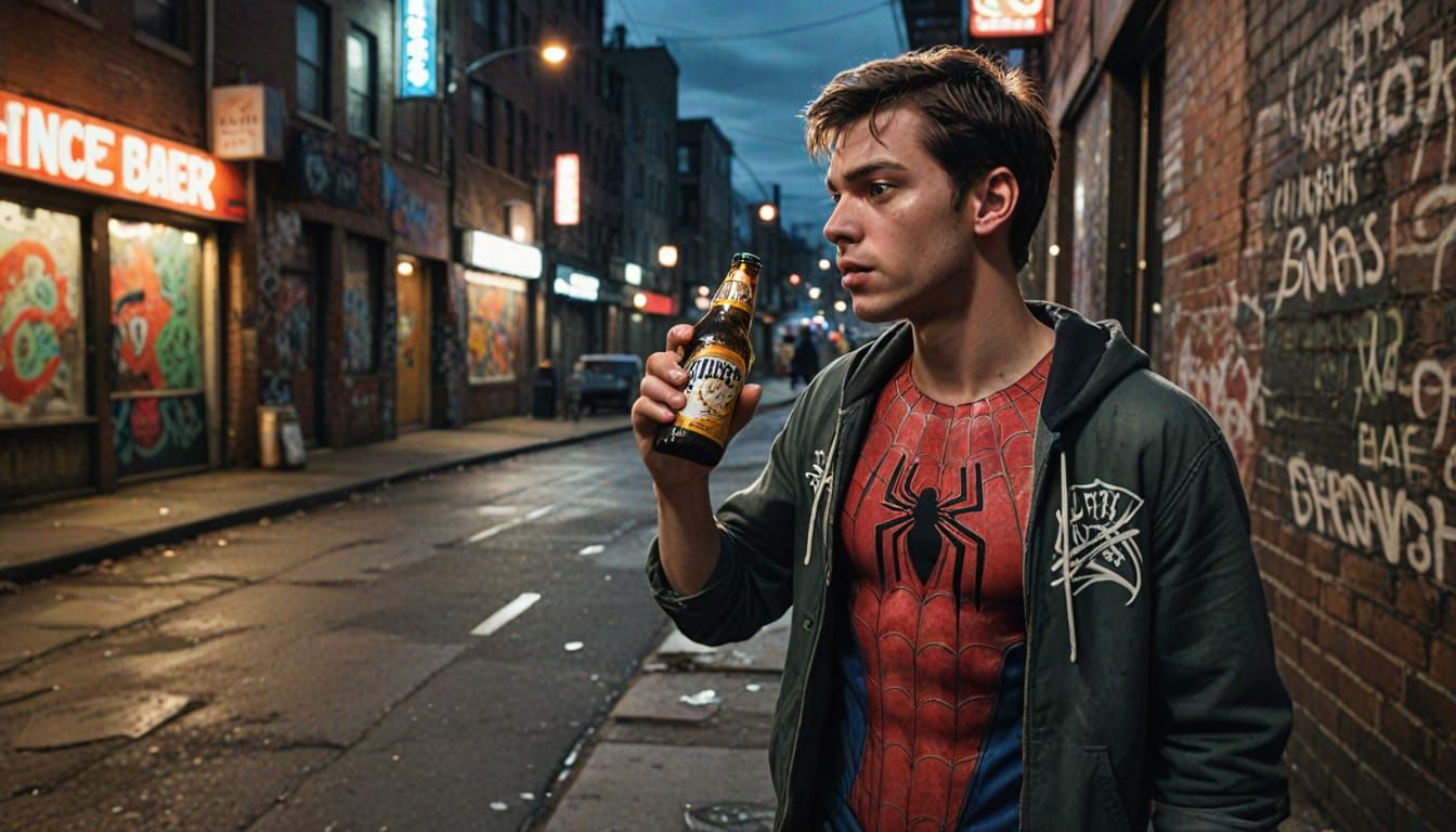 Urban Spiderman, Gritty Realism in Street Art Style