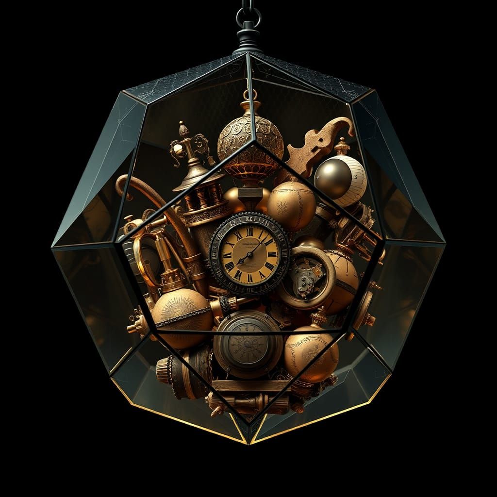 Historical Objects in Geometric Glass, Art Deco Style