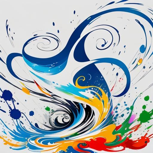 Colorful Ink Splatter Art: Wind on a Lonely Island