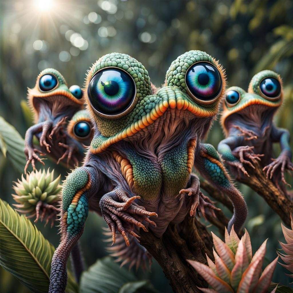 Exotic Creatures in a Bizarre Hyperrealistic Style
