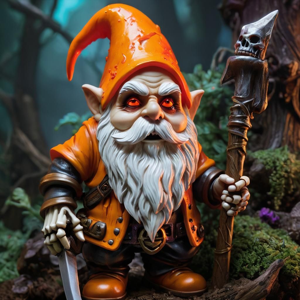 Zombie Gnome Skeleton with Neon Eyes