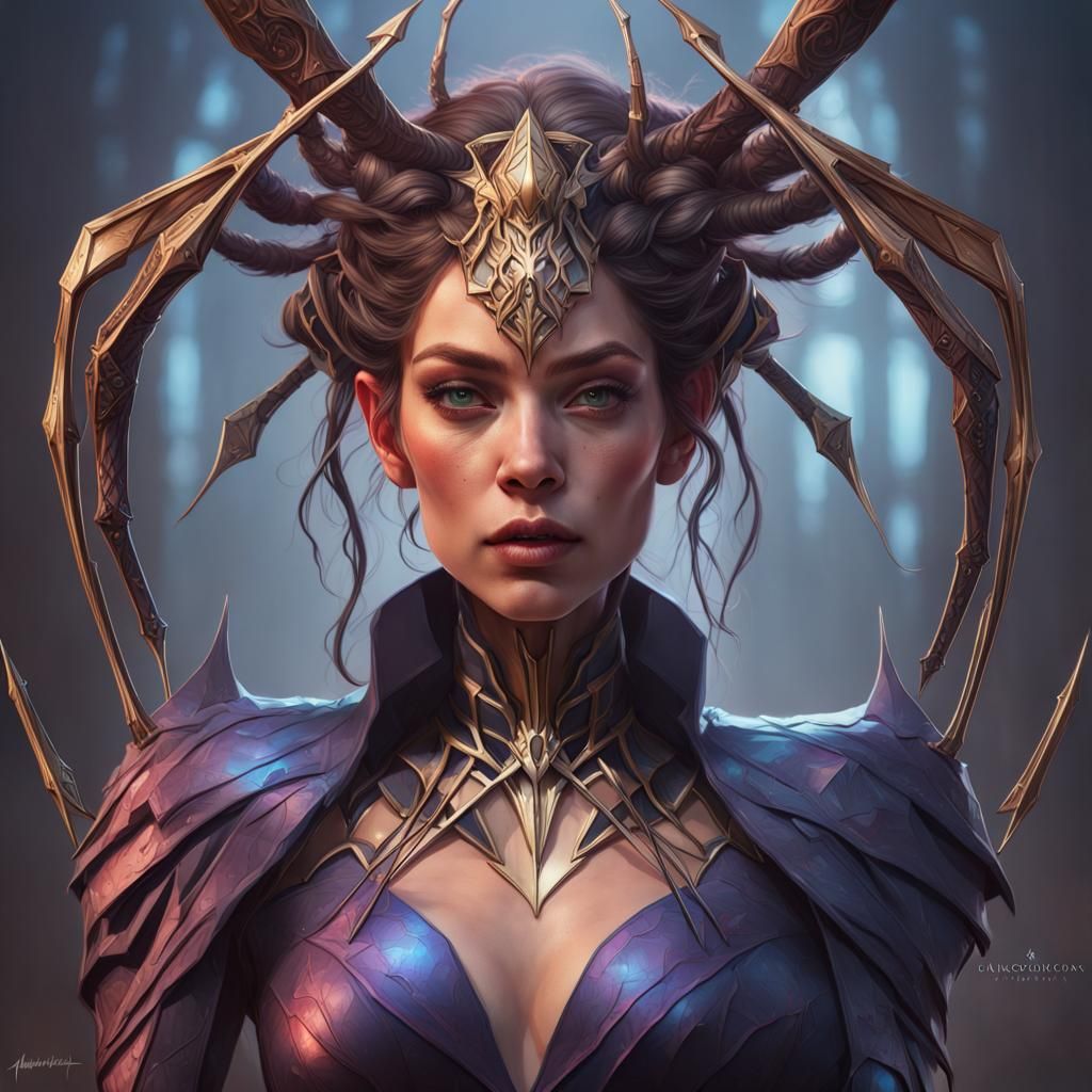 Intricate Spider Queen Portrait in Digital Art Style