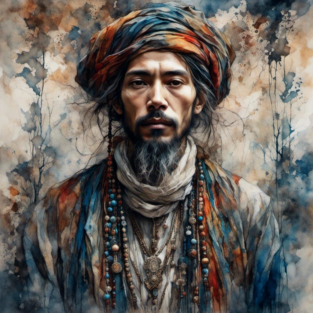 Handsome Sufi Mystic Portrait in Hyperreal Style