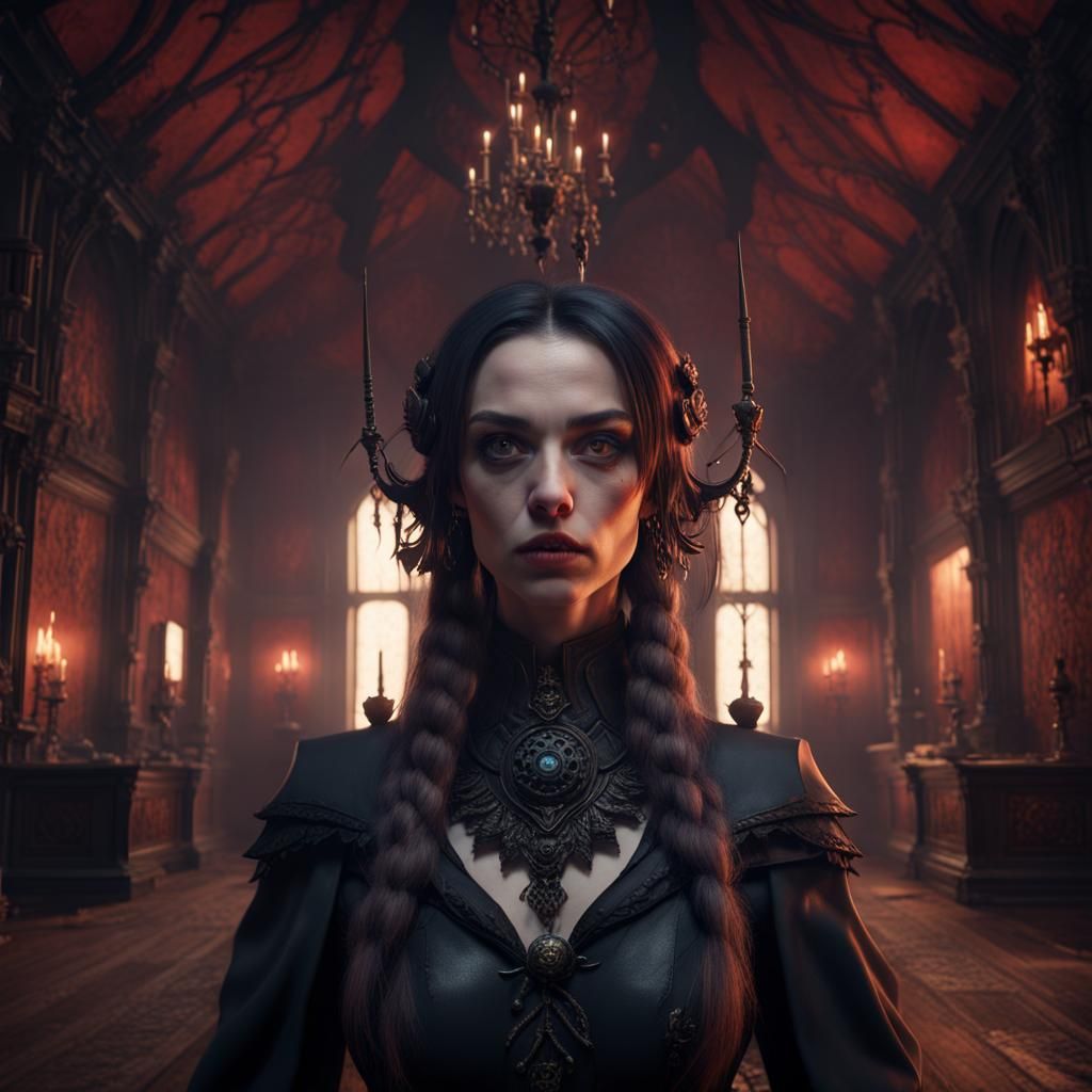 Scary Man in Gothic House Digital Painting