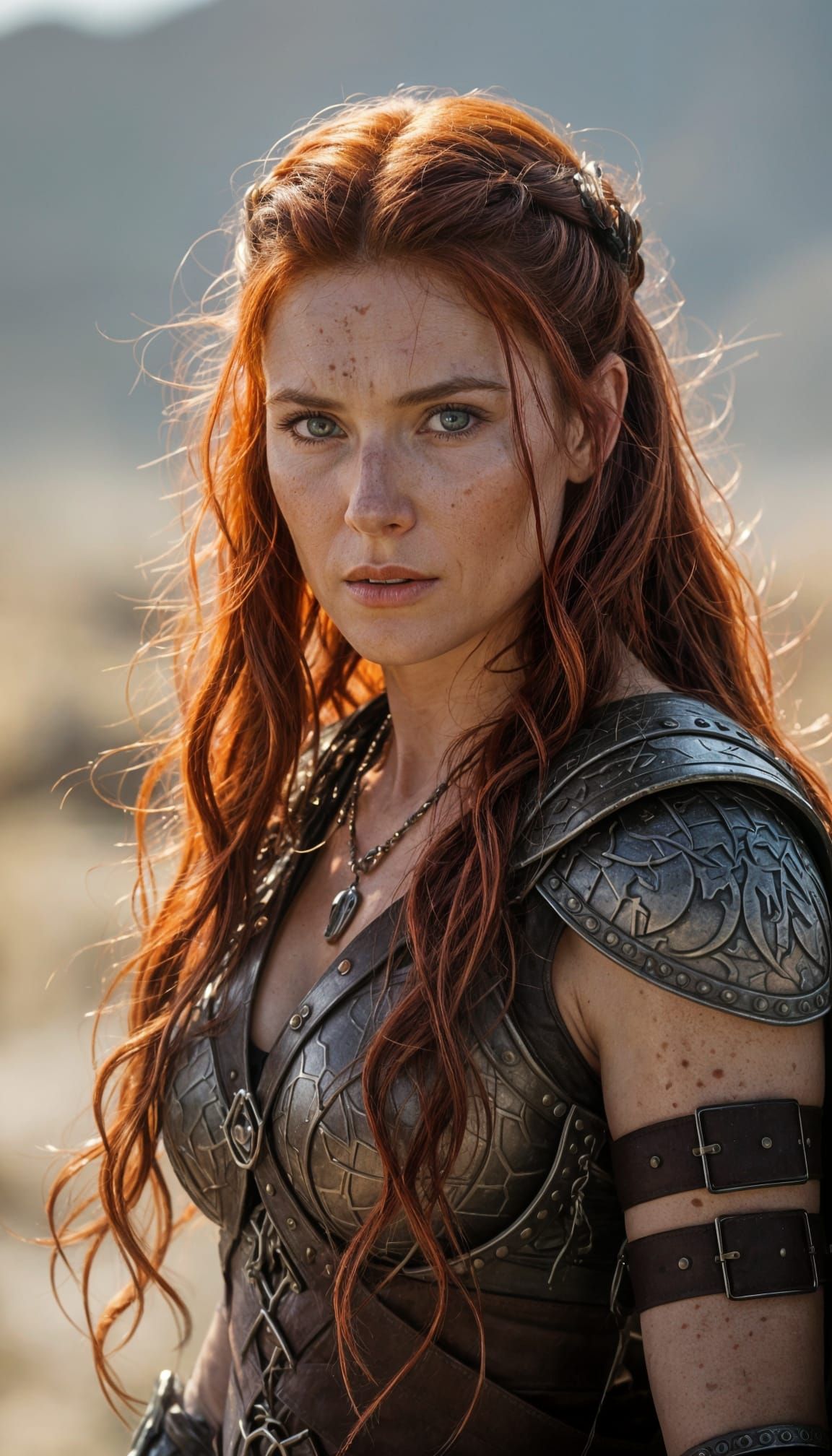 Red Sonja: Cinematic Film Still of a Middle-Aged Warrior