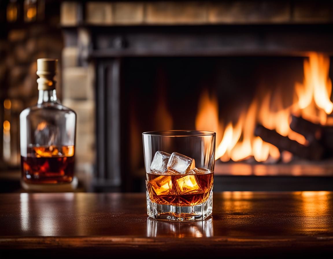 Scottish Pub Whisky Glass by Firelight