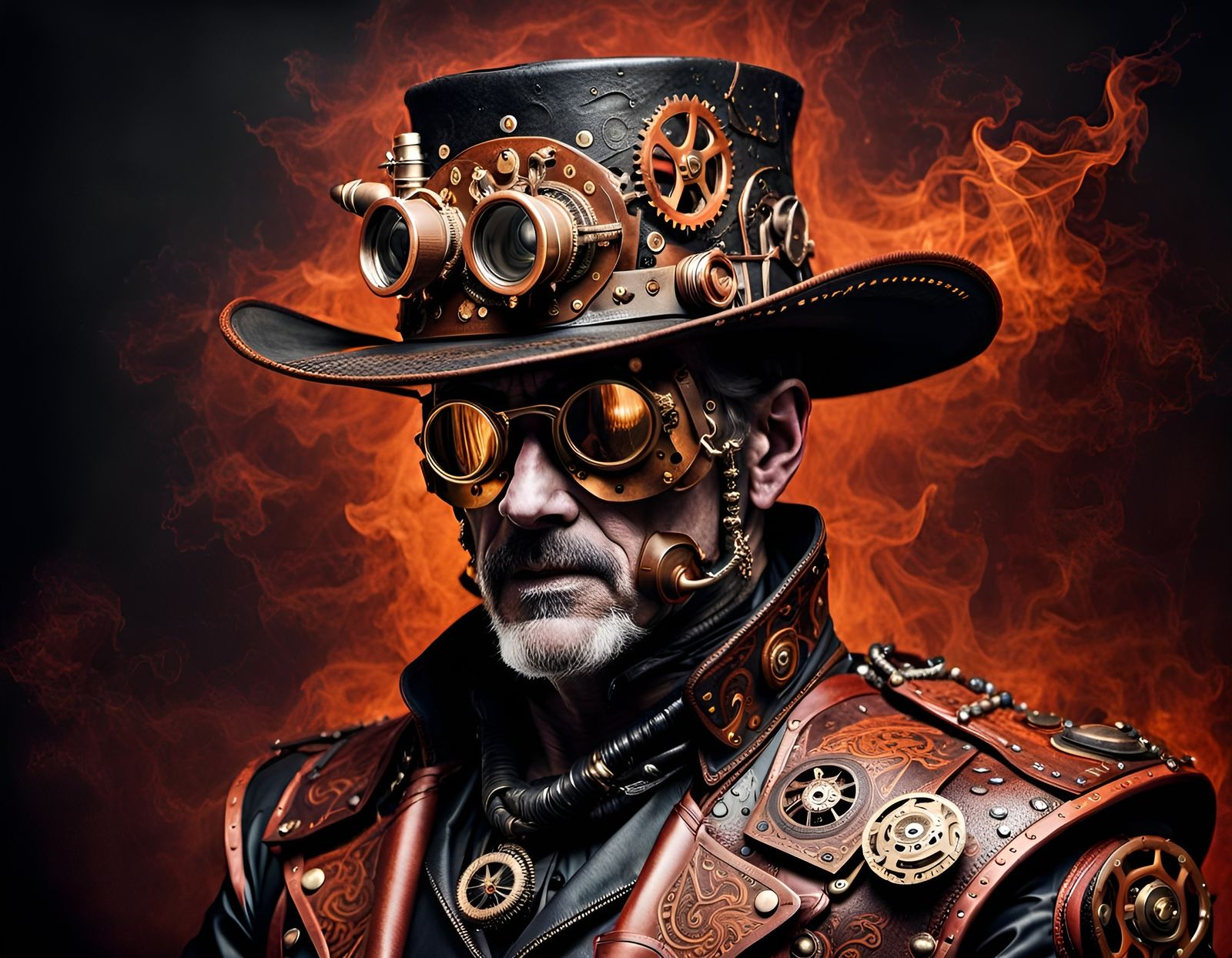 Steampunk Cowboy in Retro Photo Style