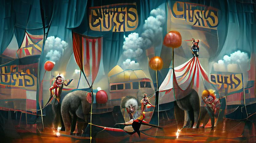 Colorful Circus Scene in Digital Art Style
