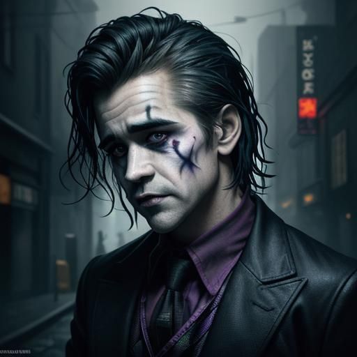 "Farrell's Menace: Gotham's Haunting Joker"