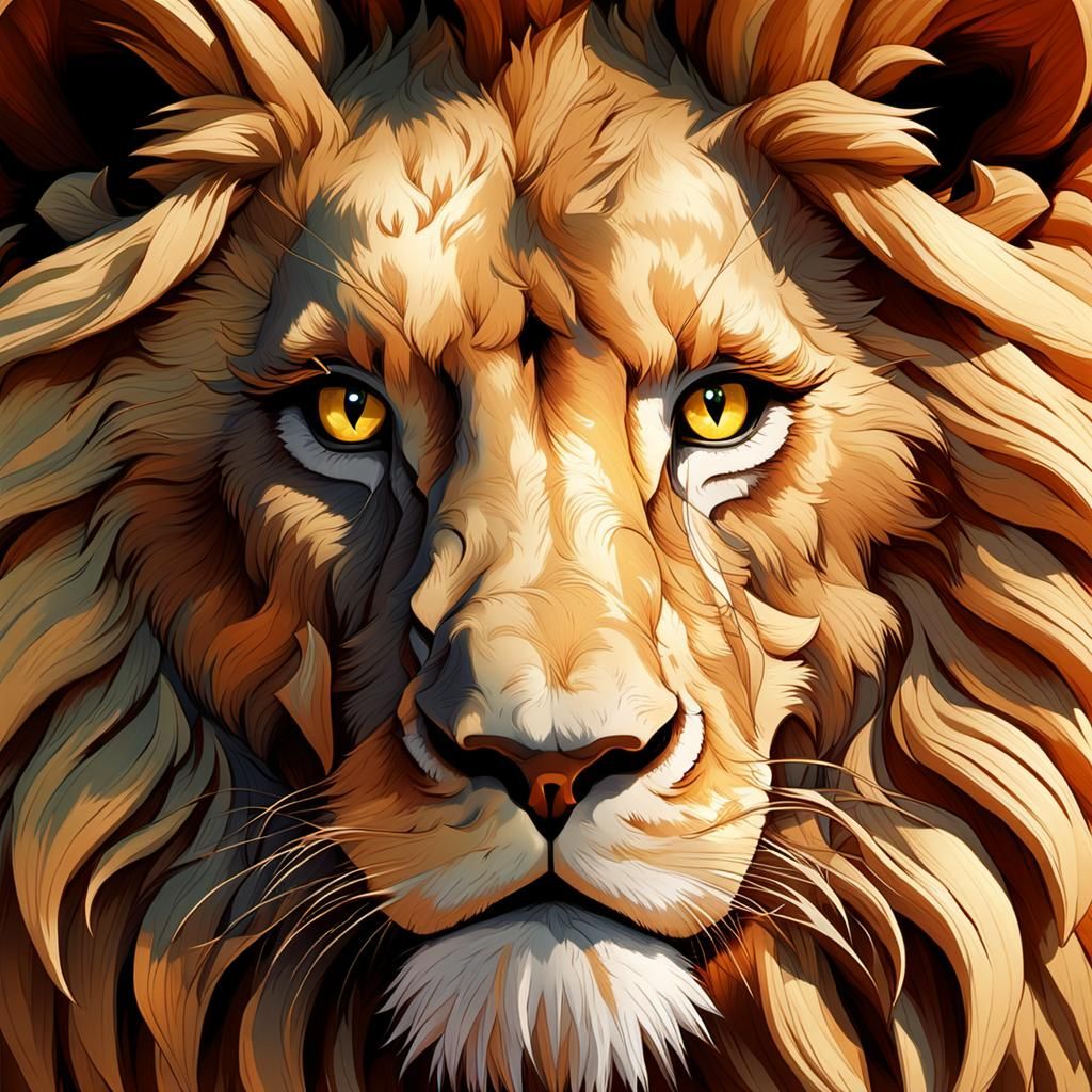 Majestic Lion Gaze in Hyperrealistic Style