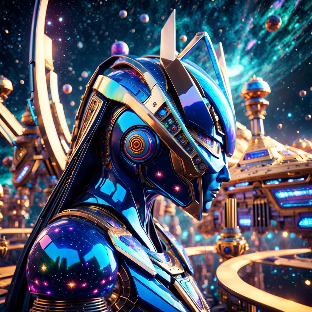 Cosmic Mecha Goddess in Cyberpunk Style