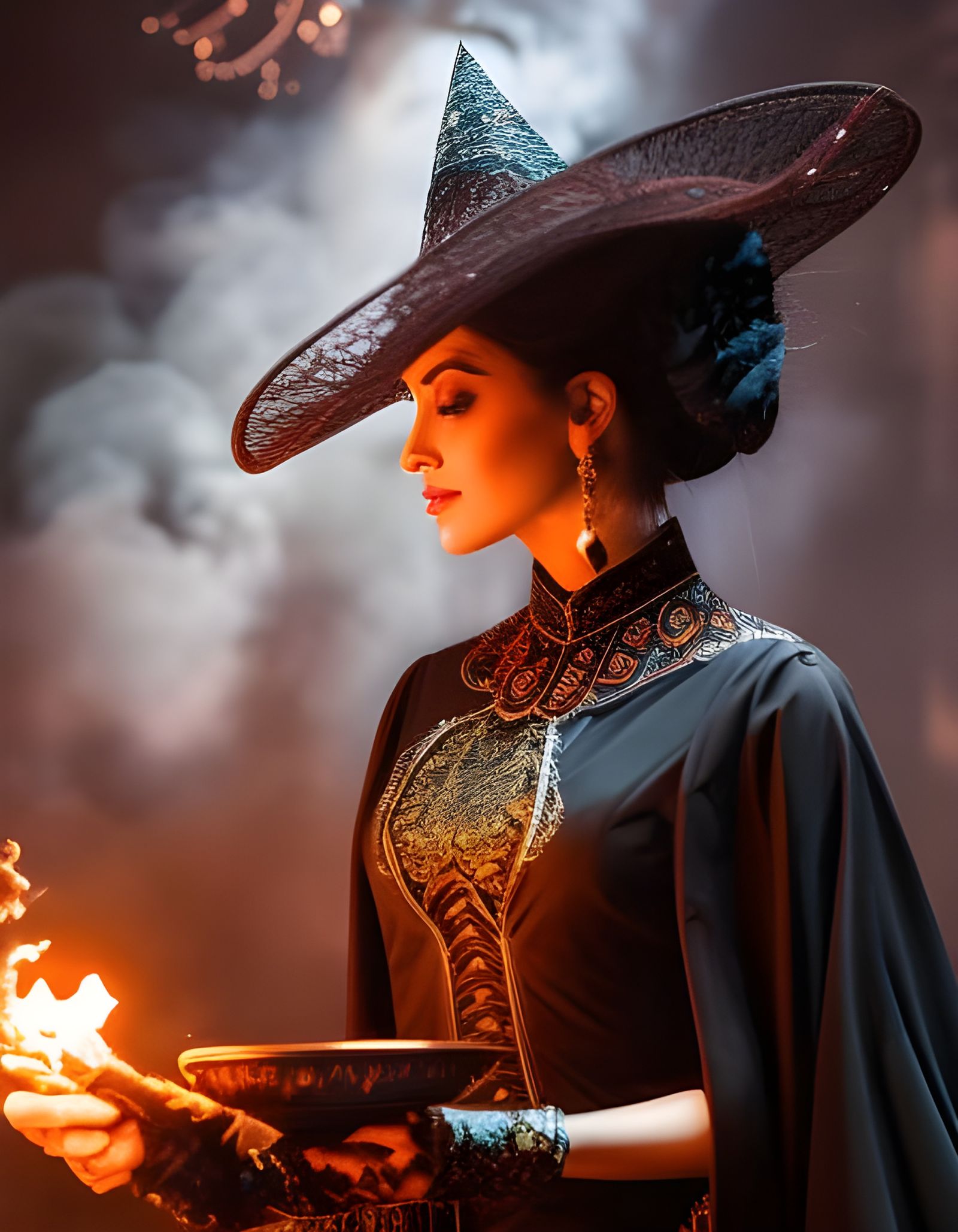 Spectacular Fire Witch Performance in Maximalist Style