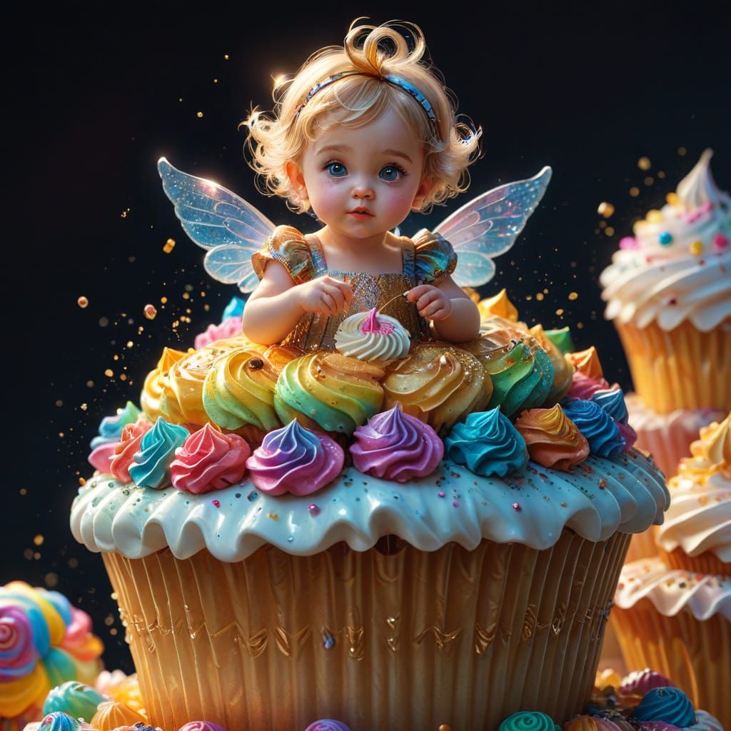 Toddler Girl on Giant Cupcake in Candy Wonderland