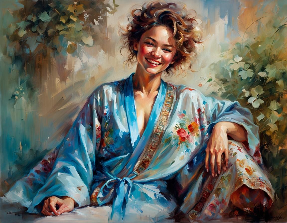 Kazakh Woman in Silk Robe: Pop Art Portrait