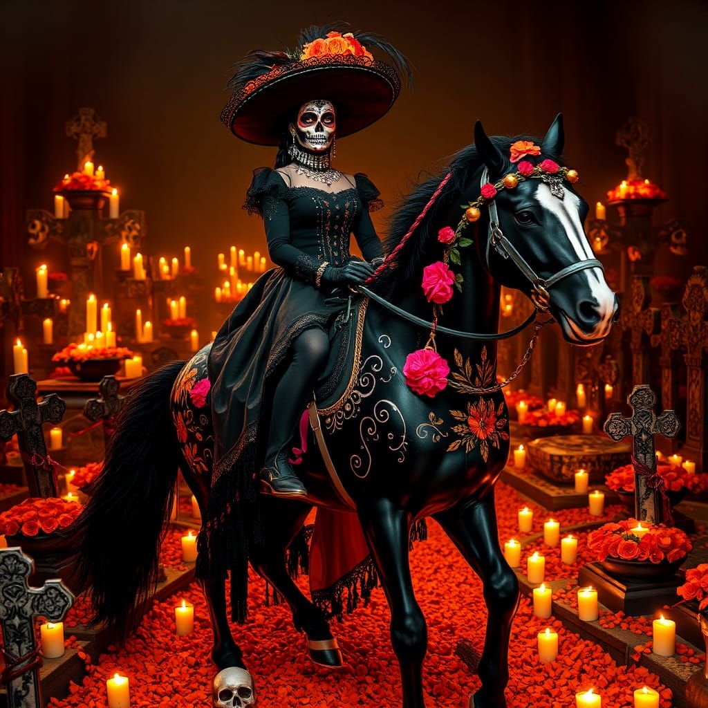 La Catrina Rides Through Ancient Pantheon on Day of Dead