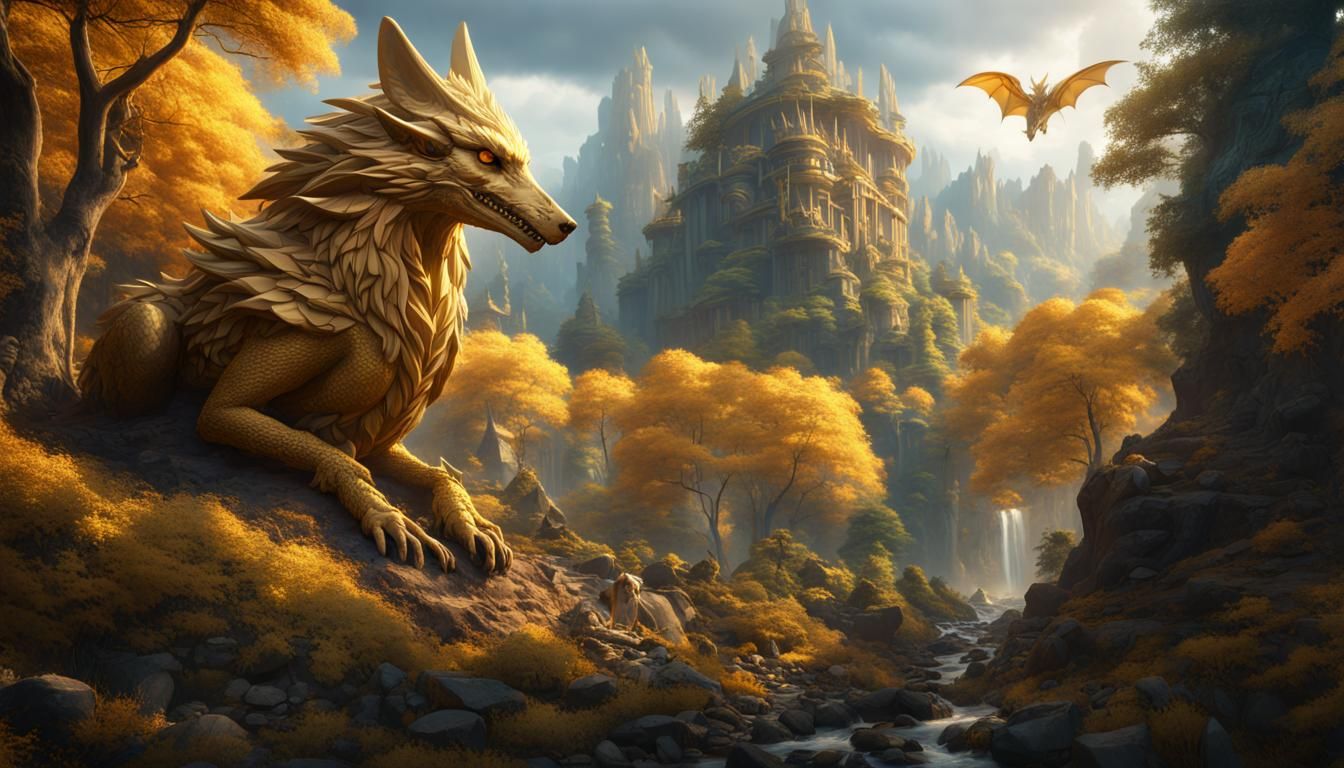 Dragon and Wolf Guard Mountain of Treasure