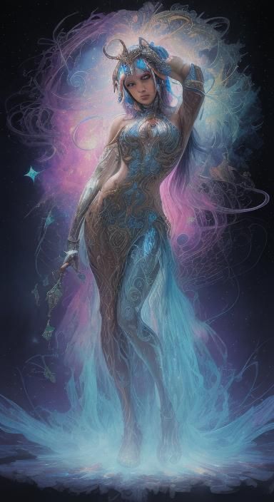 Cosmic Goddess in Astral Fantasy Illustration