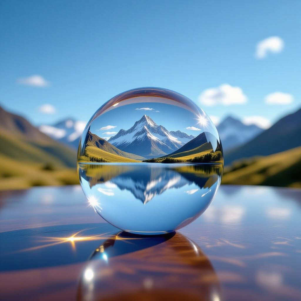Crystal Ball Reflects Vibrant Landscape