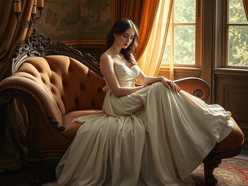 Ethereal Art Nouveau Goddess in Velvet Luxe