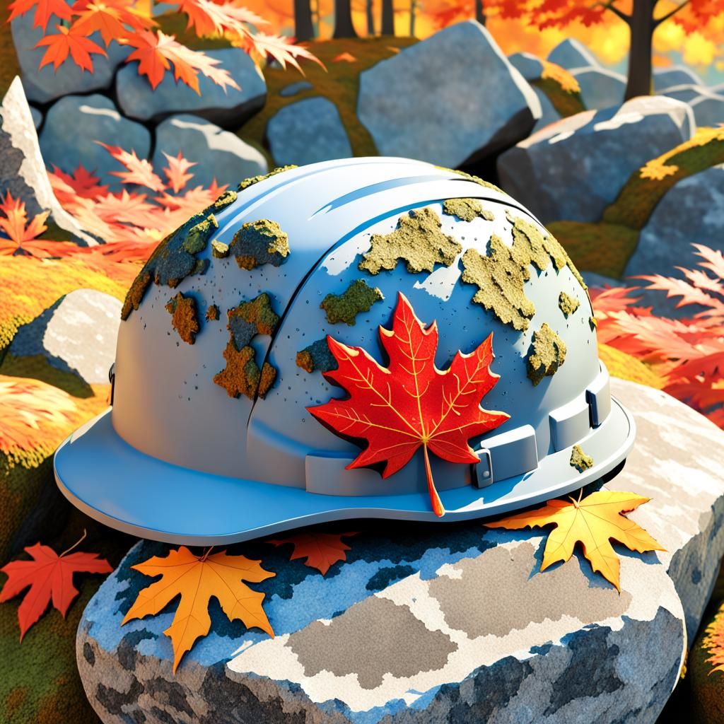 Anime Maple Leaf on Helmet in Autumn Light